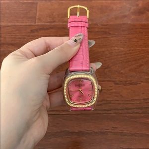 Joan Rivers Classics Pink Croc Print Watch